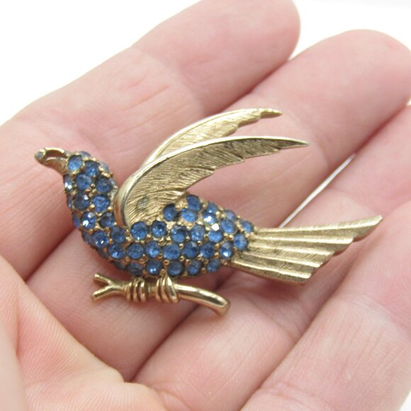 Pennino Rhinestone Bird Brooch - Picture 1 of 10